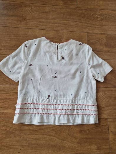 Ted Baker White Linen Embroidered Top Size 2 UK 10
