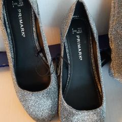 New shoes silver sparkle tag attached