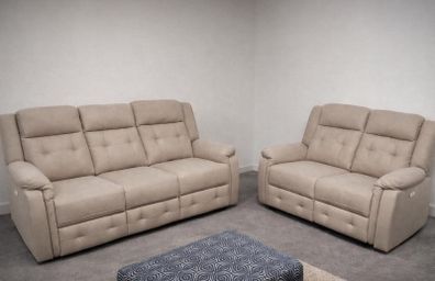 Beige Mayfair Fabric Sofa Set