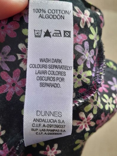 Top, black colour, with flower pattern, UK14
