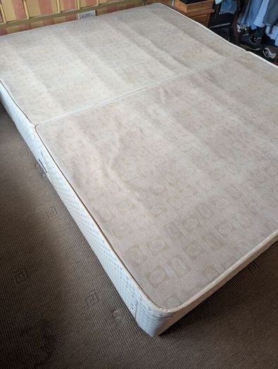 Sealy King Size Bed Base and Brass Headboard