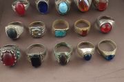 15 Antique Brass Rings Mixed Vintage Collectible Jewelry Lot