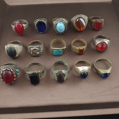 15 Antique Brass Rings Mixed Vintage Collectible Jewelry Lot
