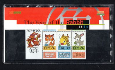 1999 Ireland Chinese New Year, Year of Rabbit Commemorative Stamps Miniature Sheet Commemorative Stamps, Stamp Presentation Pack