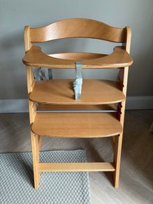 Highchair Hauck Alpha + Natural Wooden High Chair Made of Beech for Children from 6 Months to 90 kg