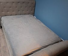 Grey fabric double bed frame only