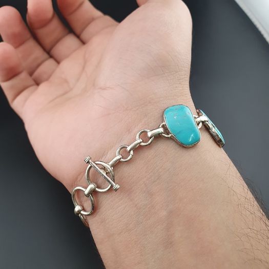 Stunning Arizona Turqouise with Sterling 925 Silver Bracelet