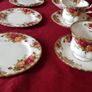 22 Piece Royal Albert Old Country Roses Bone China Gold Gilt Tea Set With Tea Pot Made in England Image 9