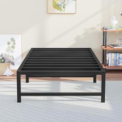3ft Single Bed Heavy Duty Steel Slats Single Metal Bed Frames with 31.5cm Platform Storage for Adult No Box Spring Needed Easy Assembly