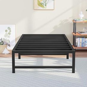 3ft Single Bed Heavy Duty Steel Slats Single Metal Bed Frames with 31.5cm Platform Storage for Adult No Box Spring Needed Easy Assembly