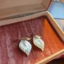 Vintage Mother of Pearl leaf earrings Image 3