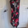 AX Paris Red Black Abstract Print Frill Sleeve Bodycon Dress Size 12 Party Image 2