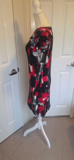 AX Paris Red Black Abstract Print Frill Sleeve Bodycon Dress Size 12 Party