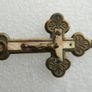 Antique Crucifix Reliquary Pendant Brass and Mother of Pearl Crucifix Pendant Image 2