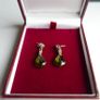 Vintage Sterling Silver 925 Dark Green Crystal Earrings, Olive Swarovski Earrings 2,9g Image 3