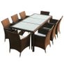 9 Piece Outdoor Dining Set with Cushions Poly Rattan Brown Image 2