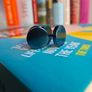 Metalic blue stud earrings/ fake plug Image 2