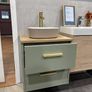 Sage Green Vanity Unit with Countertop Basin and Gold Tap Image 4