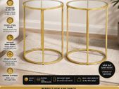 Set of 2 Gold Glass Side Tables
