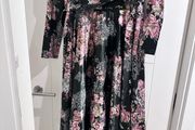 Black pink floral dress