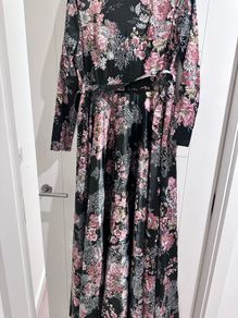 Black pink floral dress