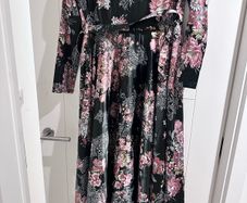 Black pink floral dress