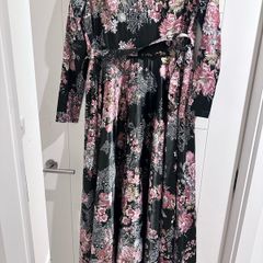 Black pink floral dress