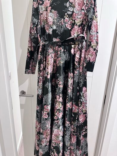 Black pink floral dress