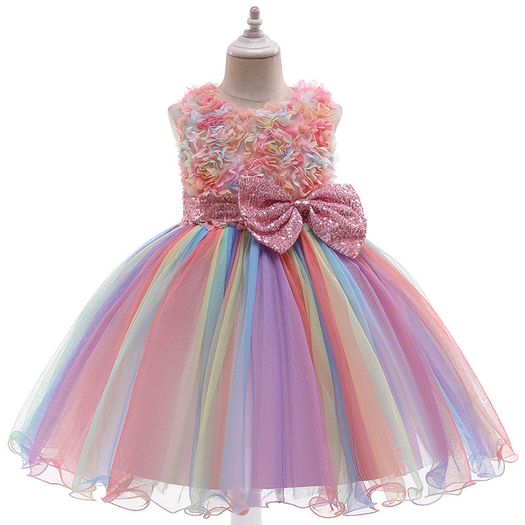 New Girl Embroidered Formal Princess Elegant Birthday Party Dress Size 5-6Years