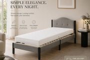 Single Bed with Mattress  Grey Upholstered
