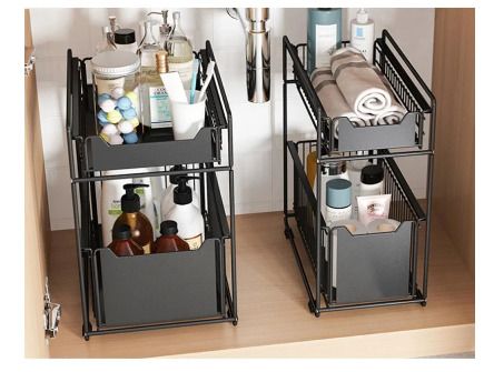 BRAND NEW Under The Kitchen Sink Storage Rack Drawer Type Can Be Pushed And Pulled Under The Cabinet Telescopic Double Shelf