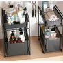 BRAND NEW Under The Kitchen Sink Storage Rack Drawer Type Can Be Pushed And Pulled Under The Cabinet Telescopic Double Shelf Image 3