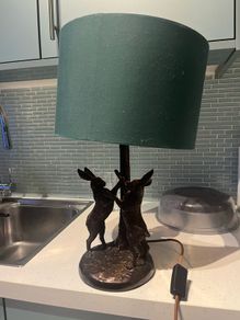 Green Lamp with Rabbits / Hares