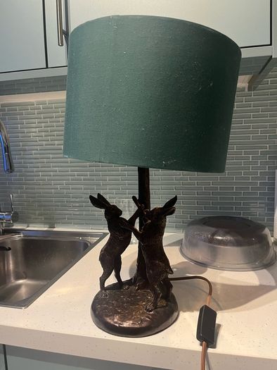 Green Lamp with Rabbits / Hares