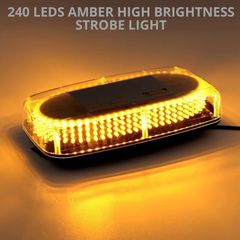 Justech 240 LED Car Warning Light Amber Magnetic Emergency Flashing Beacon Light Warning Strobe Light