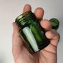 233 - Set of 3 1950s Vintage Green Glass Bottom Embossed Letters Science Medicine Pills Chemicals Collectible Decorative Jars Image 6