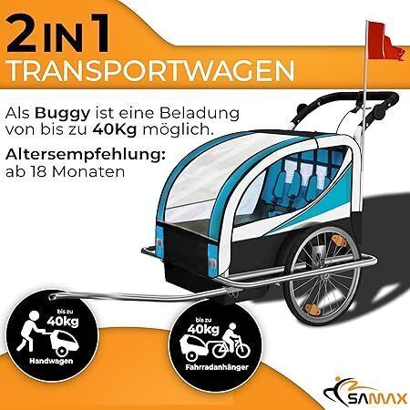 2-in-1 Child Bicycle Trailer & Jogger Stroller for 1-2 Children