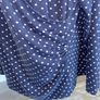 Navy Blue White Polka Dot Print V Neck Ruched Faux Wrap Top Blouse from So Fabulous Image 5