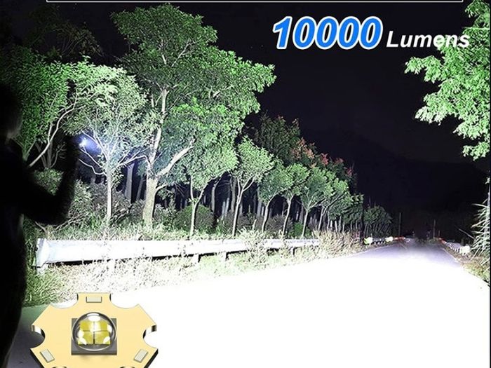 LED Super Bright, Rechargeable LED Torch 10000 Lumens XHP70.2, IP67 Waterproof Tactical Flashlight, Powerful Torch for Camping Hiking Emergency Gift with 6000mah Battery (FREE POSTAGE)