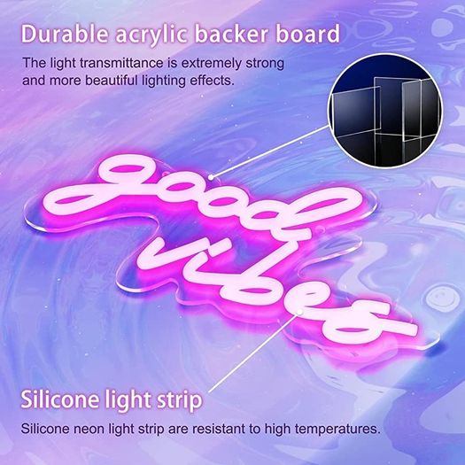 Good Vibes Neon Sign,Neon Light Powered by USB with Switch, Purple Led Neon Light Sign for Bedroom,Wall Decor,Game Room,Party, Bar Decor