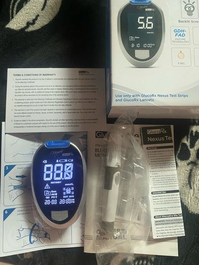 Gluco Rx Nexus Blood Glucose Meter System For Diabetics