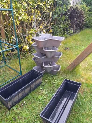 Garden strawberry planters and 4 window boxes planters