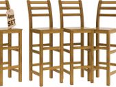 Set of 4 Bar Stools with Backrest Solid Acacia Wood Optimal Seat Height 75 cm Footrest Kitchen Garden Bar Stool Bar Stool