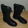 Black Leather Biker Boots Size 5 Image 2