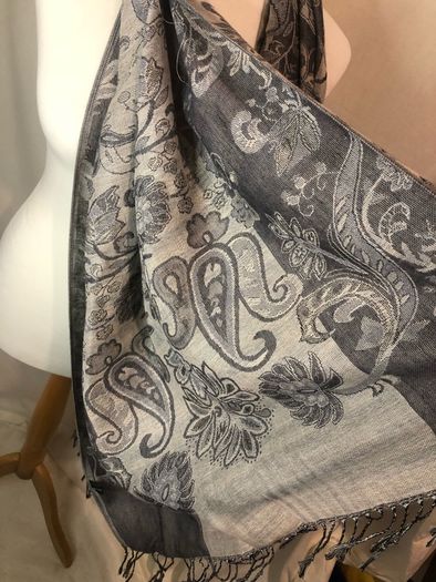 Grey paisley scarf