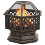 Rustic Fire Pit with Poker 76 cm XXL Steel Image 3