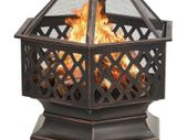 Rustic Fire Pit with Poker 62x54x56 cm XXL Steel