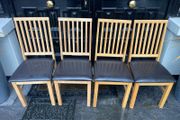 4 x Beautiful Leather &amp; Wooden Kitchen Dining Chairs - Can Deliver