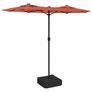 Double-Head Garden Parasol with LEDs Terracotta 316x145 cm Image 2