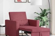 Single Sofa Bed Reclining Wine red 90 x 165 x 87 cm Fabric